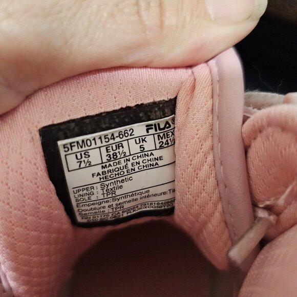 Womens FILA VULC 13 ARES Distress High Top Sneakers Shoes 7.5 7 1/2 CRBL LT Pink - Picture 9 of 12